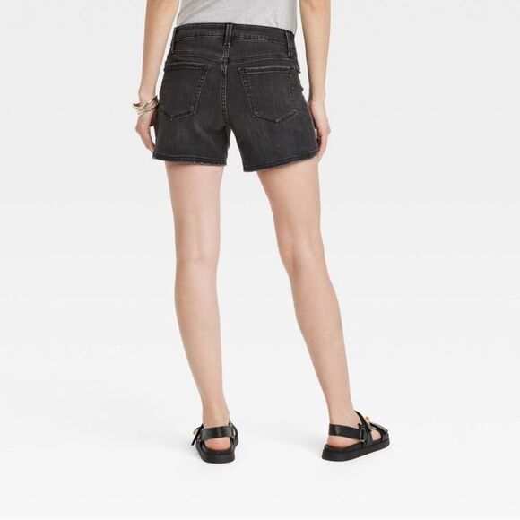 NWT Isabel by Ingrid + Isabel Maternity 2 Midi Short Black Jean Shorts Pregnancy - Picture 4 of 12